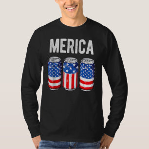 T-shirt Beer American Drapeau 4 juillet Hommes Femmes Meri