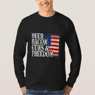 T-shirt Beer Bacon Gun Freedom Us Drapeau American Pays F