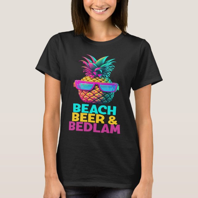 T-shirt Beer Beach Bedlam Amusant Lunettes de soleil Retro (Devant)