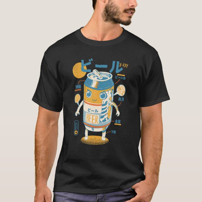 T-shirt Beer Can X Ray Sci fi Japanese Beer Anatomy   Drin (Devant)