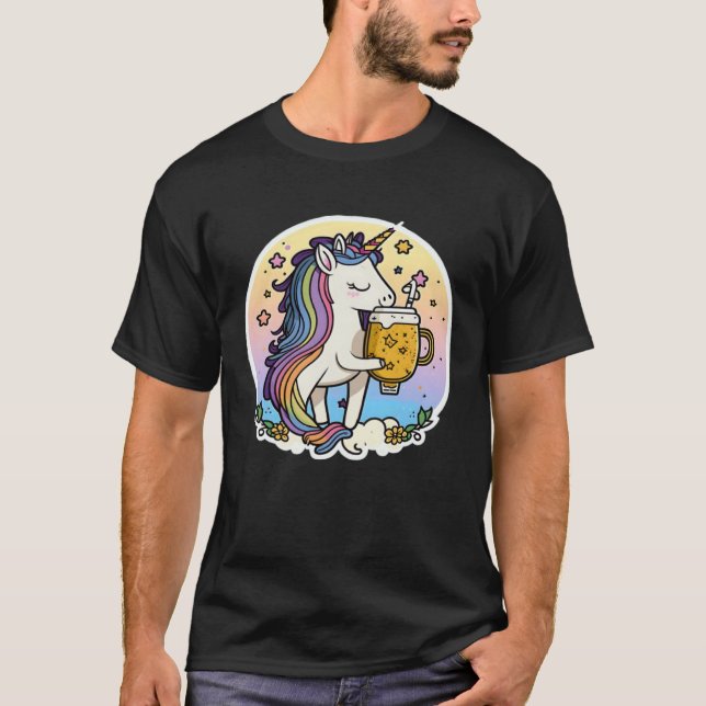 T-shirt Beer Drinking Unicorn Unicorn (Devant)