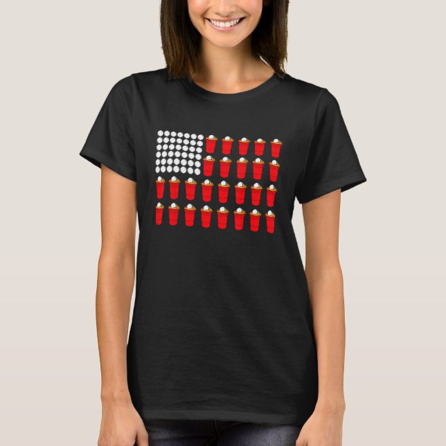 T-shirt Beer Pong American Flag (Devant)