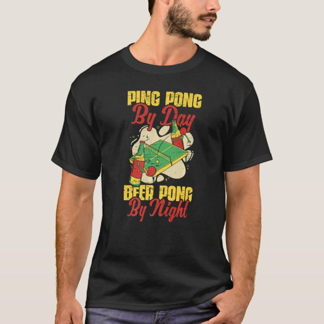 T-shirt Beer Pong By Night Table Tennis Player  (Devant)