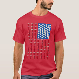 T-shirt Beer Pong Coupe Rouge Solo Drapeau Américain USA F