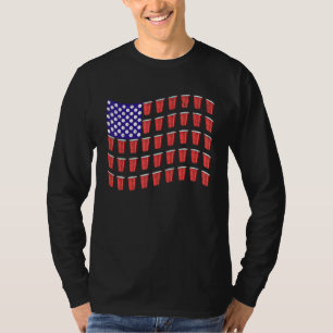 T-shirt Beer Pong Red Cup drapeau américain Usa 4 juillet