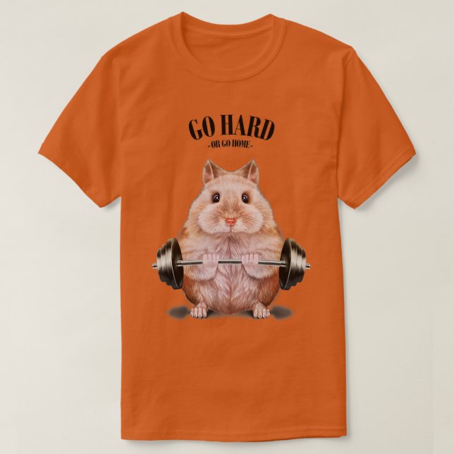 T-shirt Beige Dwarf Hamster Muscle Training Weightlifting  (Design devant)