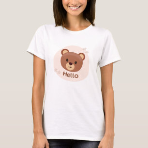 T-shirt Beige et Brun Illustratif Mignon