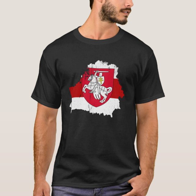 T-shirt Belarus White Red Pagonya Flag Support Belarus Pro (Devant)