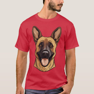 T-shirt Belge Malinois Face Mignonne toon Shepherd Amoureu