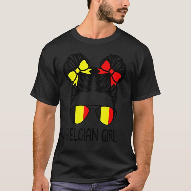 T-shirt Belge Messy Hair Belgique Pride Patriotique Wo (Devant)