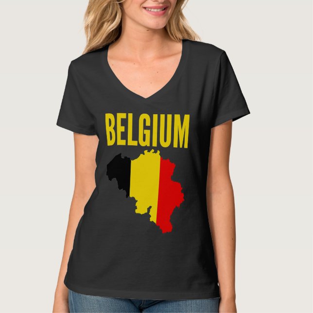 T-shirt Belgian  Belgium Country Map Flag (Devant)