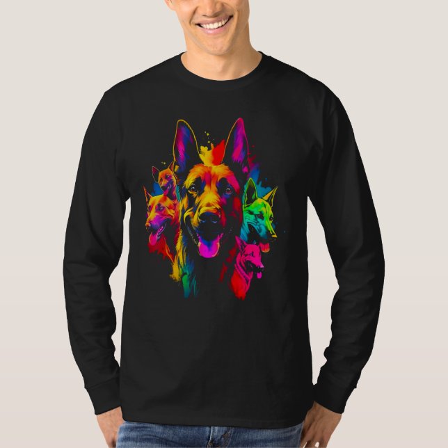 T-shirt Belgian Malinois Dog Colorful (Devant)