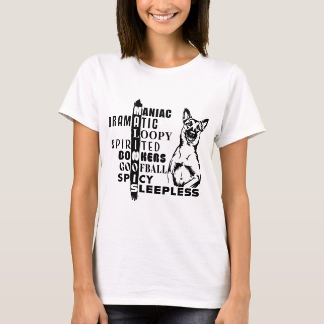 T-shirt Belgian Malinois Personality Word Puzzle (Devant)