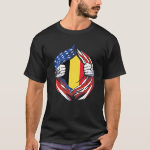 T-shirt Belgique Drapeau Américain Fier de Mon Patrimoine