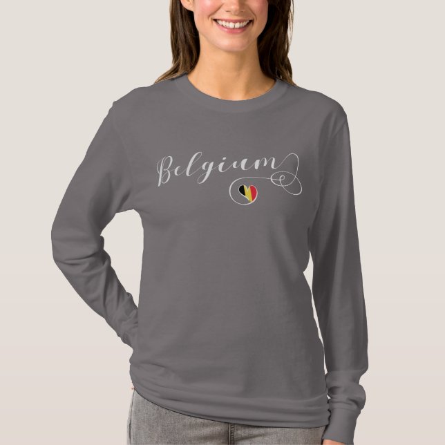 T-shirt Belgique Tee - shirt de coeur, Drapeau belge (Devant)