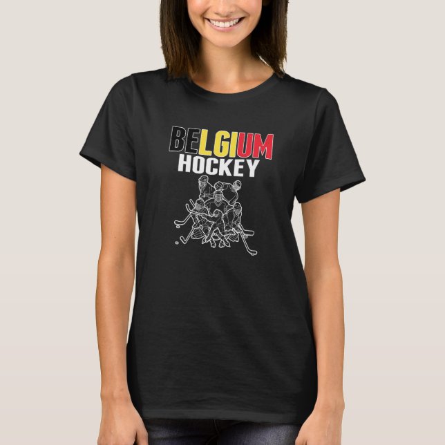 T-shirt Belgique Ventilateurs De Hockey Sur Glace Fier Équ (Devant)