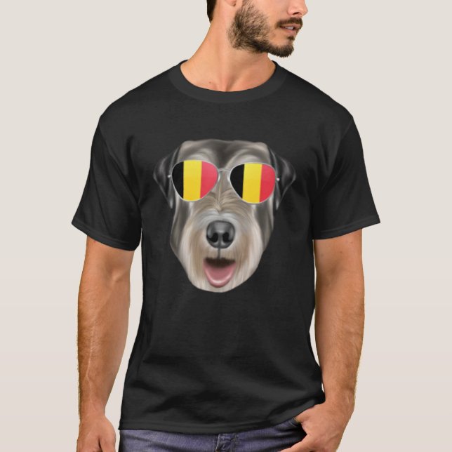 T-shirt Belgium Flag Irish Wolfhound Dog Belgium Pocket (Devant)