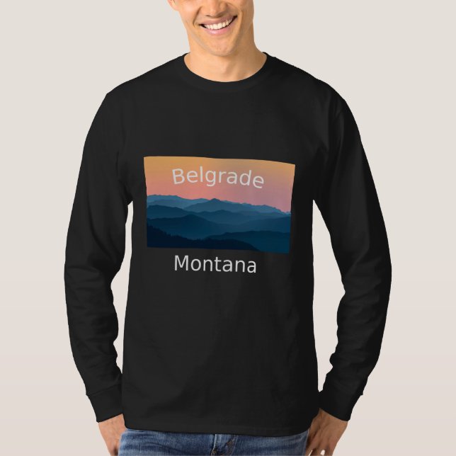 T-shirt Belgrade Montana Mountain sunset hometown (Devant)