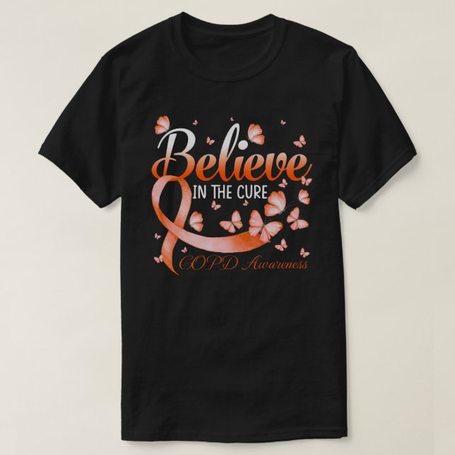 T-shirt Believe In The Cure COPD Awareness Butterfly (Design devant)