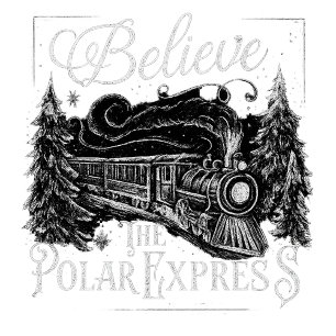 T-shirt Believe – Vintage Polar Train Christmas Design