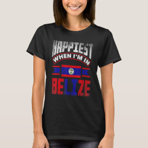 T-shirt Belize Belizean Belize Drapeau Le Plus Heureux Qua