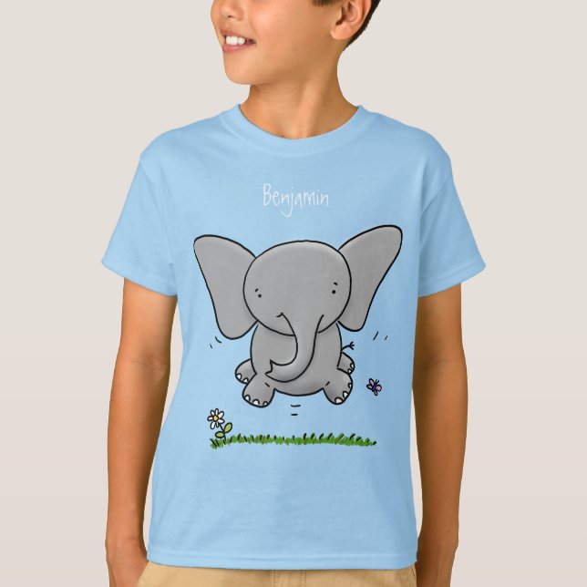 T-shirt Belle adorable dessin d'éléphant bébé (Devant)