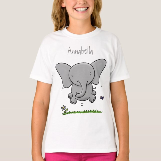 T-shirt Belle adorable dessin d'éléphant bébé (Devant)