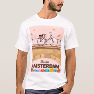 T-shirt Belle affiche de voyage à vélo Amsterdam.