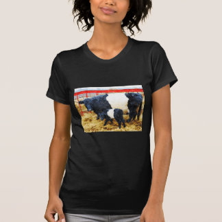 T-shirt Belle aquarelle de vache et de veau à ceinture