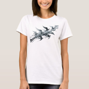 T-shirt Belle art wearable abstrait d'oiseaux en argent