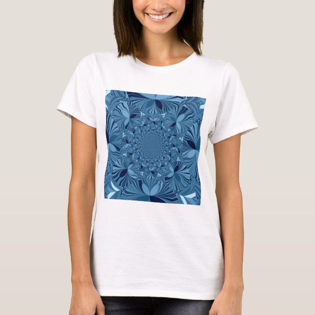T-shirt Belle Belle Iridescente Blue Kaleidoscope Art (Devant)