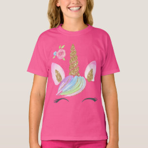 T-shirt Belle caricature Unicorne avec Arrière - plan arc-