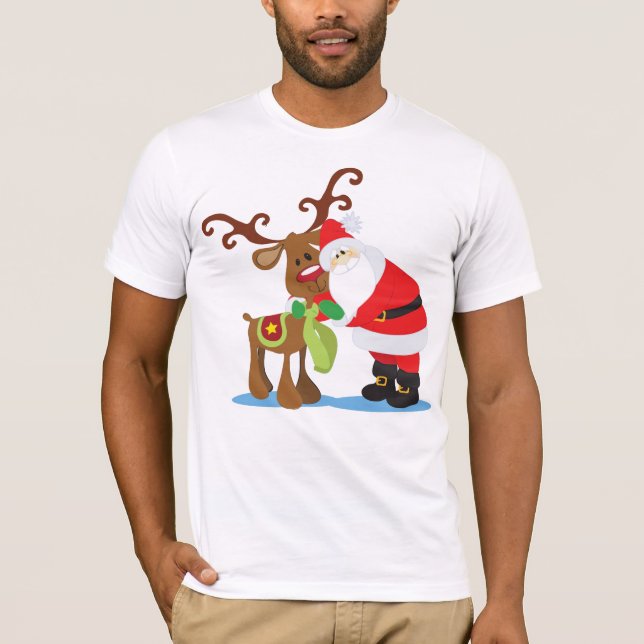 T-shirt Belle chemise du père noël et du renne | (Devant)