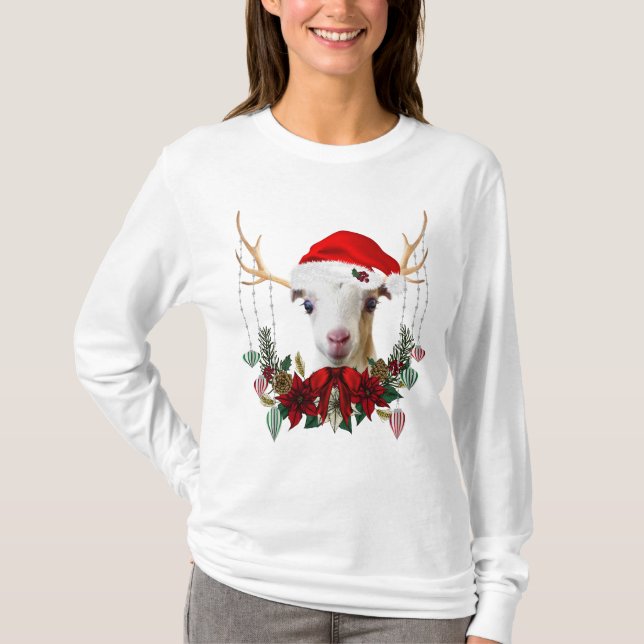 T-shirt Belle chèvre de Noël LaMancha bébé enfant (Devant)