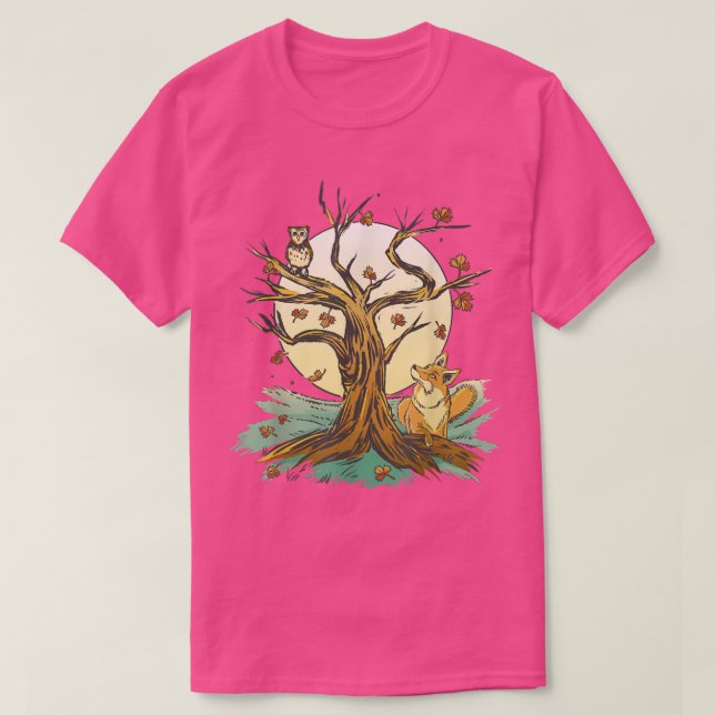 T-shirt Belle Chouette D'Art Forestier D'Automne (Design devant)