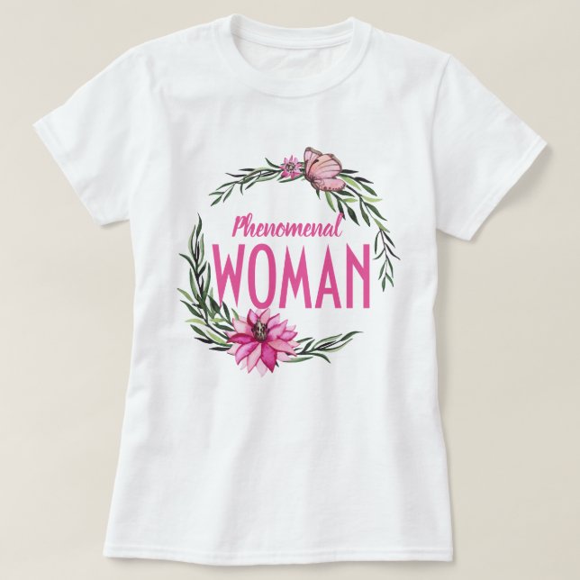 T-shirt Belle couronne rose fleurie Femme Phénoménale (Design devant)
