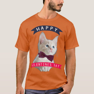 T-shirt Belle Cravate de Bow Chat Joyeux Jour des Valentin