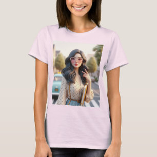 T-shirt Belle dame avec cheveux avide 3