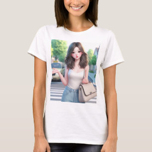 T-shirt Belle dame avec cheveux avide 4