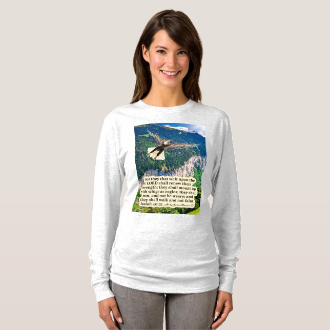 T-shirt Belle Écriture d'aigle Isaïe 40:31 (Devant entier)