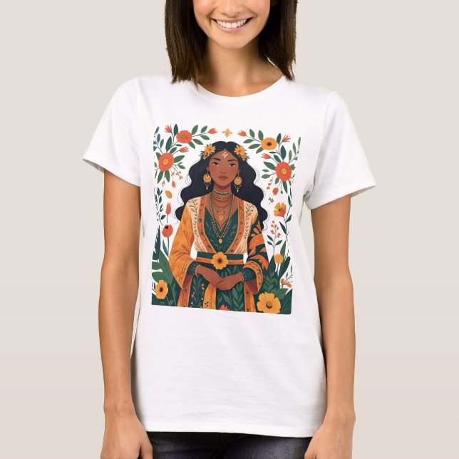 T-shirt Belle Fille Aux Tons Terrestres (Devant)