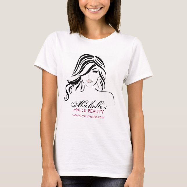 T-shirt Belle fille avec l'icône de maquillage de cheveux (Devant)