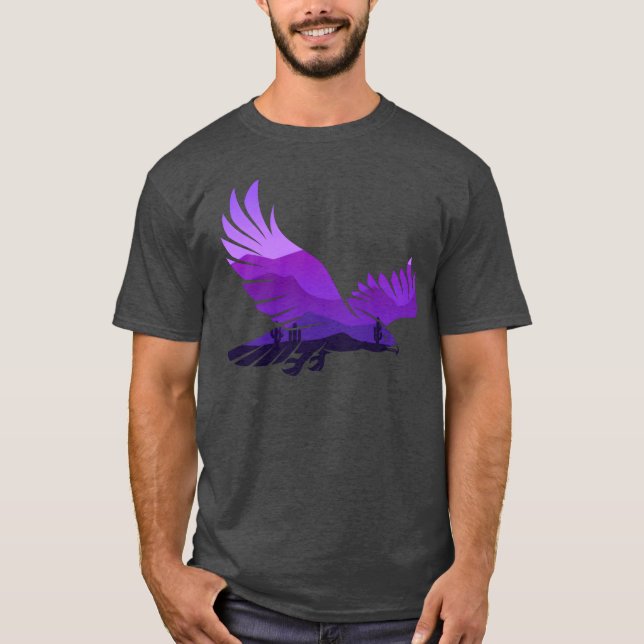 T-shirt Belle forêt d'aigle volant Silhouette funn (Devant)
