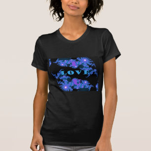 T-shirt Belle Galactique Blue Love Texte Motif Design,