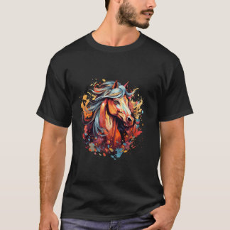 T-shirt belle illustration de cheval Automne sauvage Idea