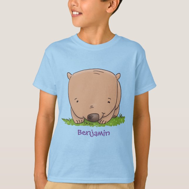 T-shirt Belle illustration de dessin animé de bébé wombat (Devant)