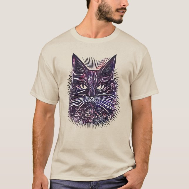T-shirt Belle illustration de la tête de chat (Devant)