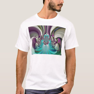 T-shirt Belle impression Angélique Purple et Cyan Abstrait