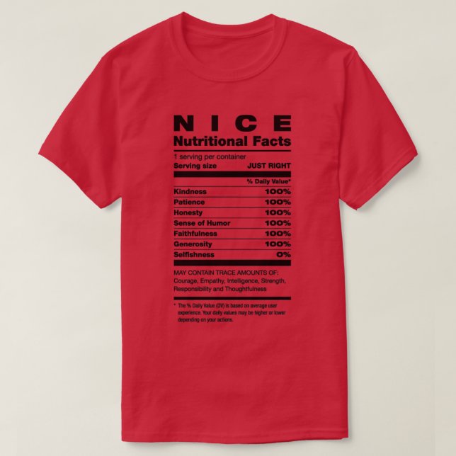 T-shirt Belle information nutritionnelle Ingrédients Noël1 (Design devant)