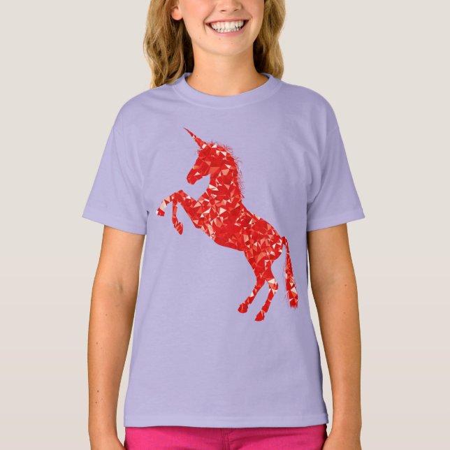 T-shirt Belle licorne rouge (Devant)